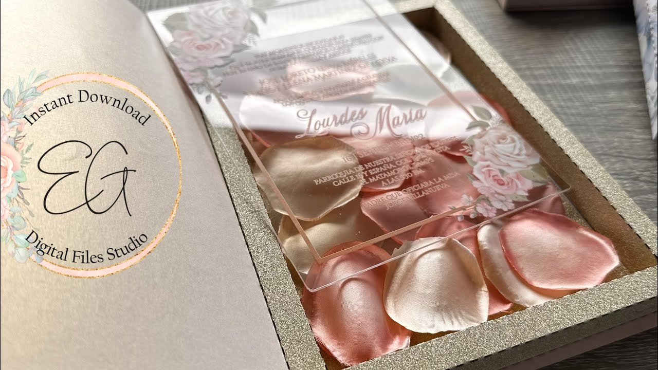 Caja para colocar una invitación de acrílico.