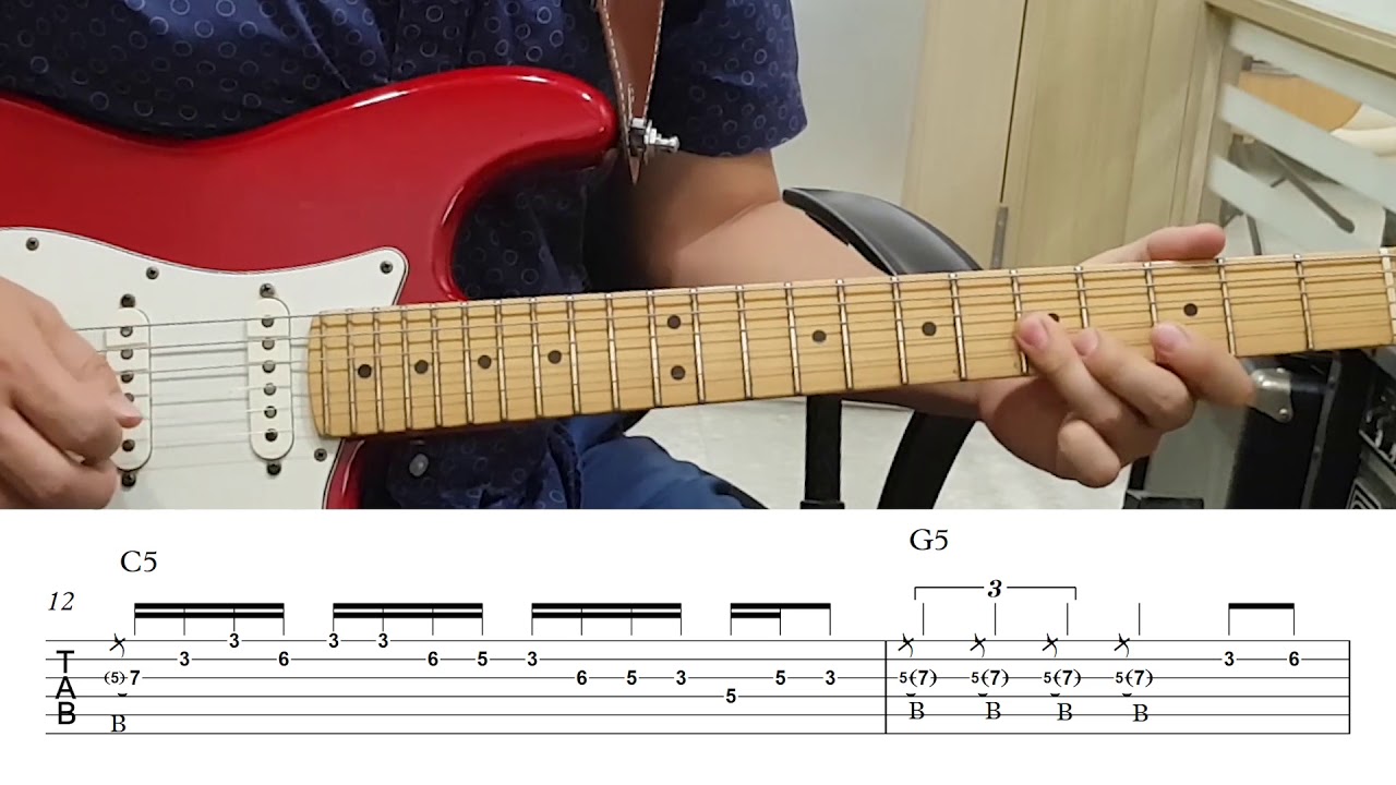 [Deep Purple] Smoke on the Water Guitar solo (Slow with TAB) 기타솔로모음 1권 p57