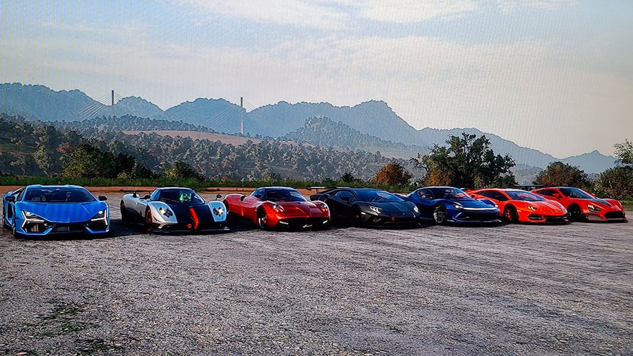 FH5 drag race Lamborghini Revuelto Zonda Cinque Huayra Aventador SV Battista 20 Aventador SVJ TS-RS 
