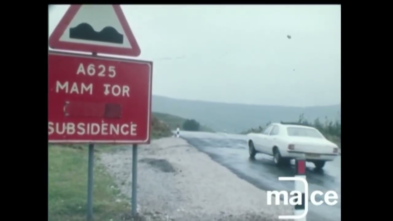 The Old Mam Tor Road after subsidence before it closed in 1979