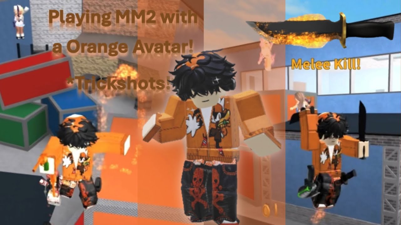 Playing MM2 with a Orange Avatar! *Trickshots!*
