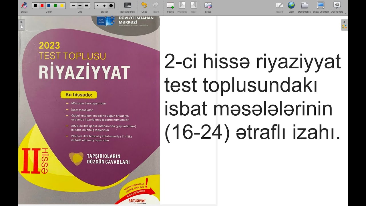 İSBAT MƏSƏLƏLƏLƏRİ. TEST TOPLUSU 2023-ci il 2-ci hissə(16-24)#M.Salam.
