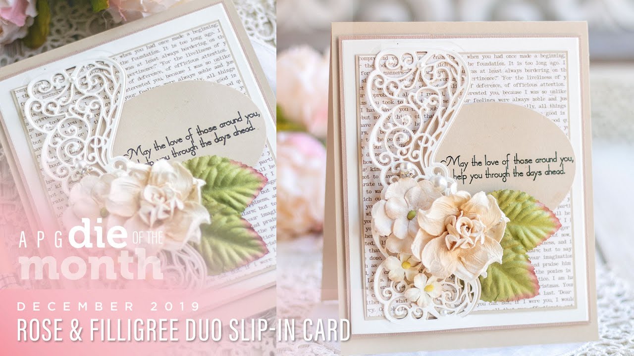 Spellbinders December 2019 Amazing Paper Grace Die of the Month – Rose & Filligree Duo Slip-In Card