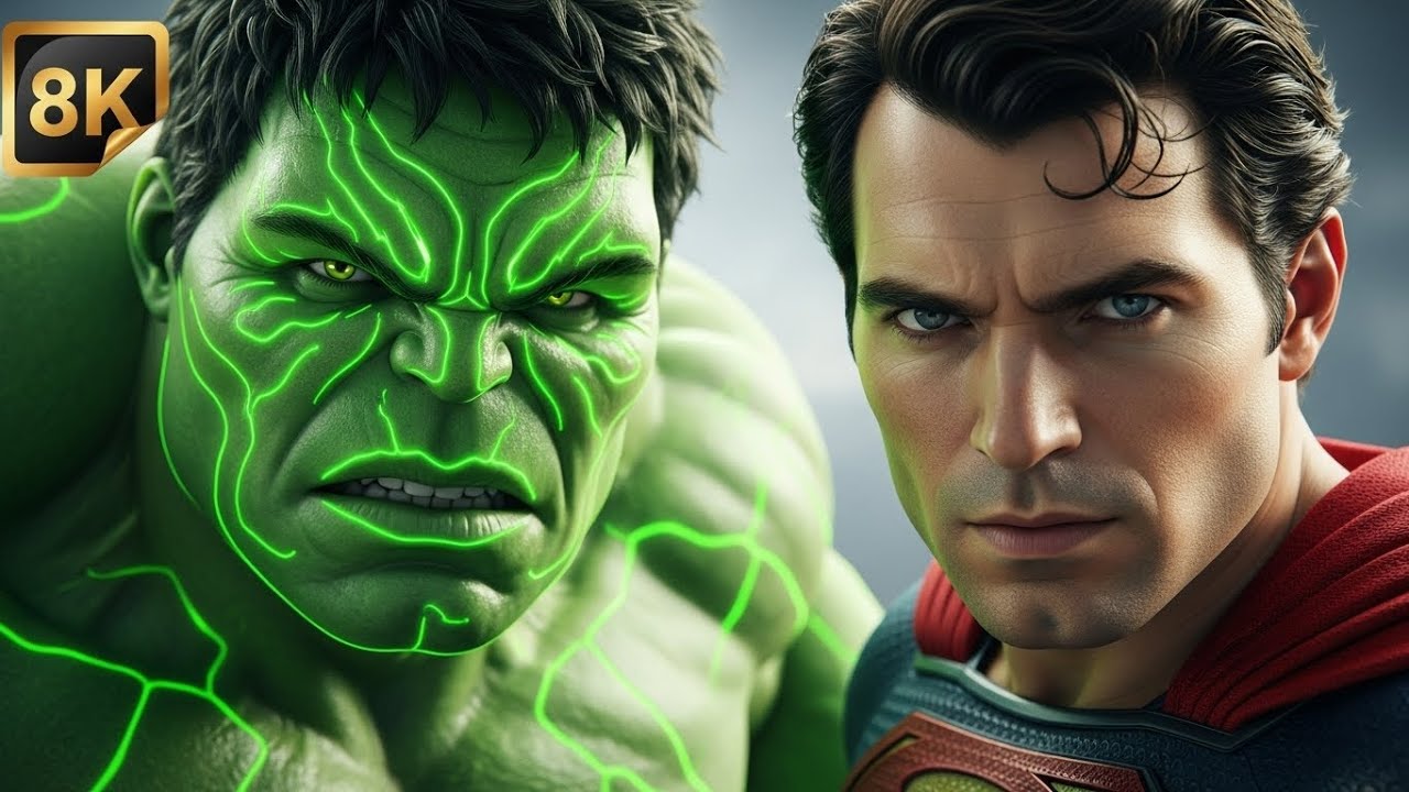 Epic Battle Hulk and Superman futuristic city Battle