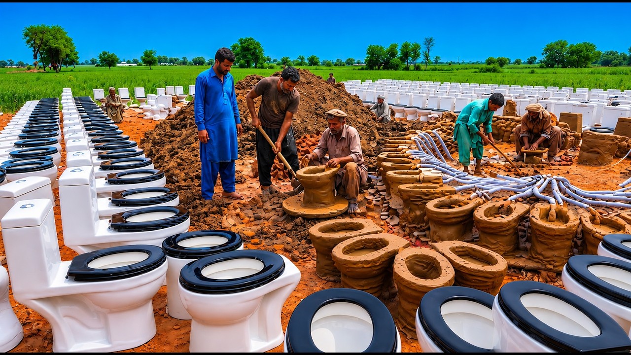 Amazing Production Method Pakistani Workers for Mass Producing Toilet Bowl - @TopWorks