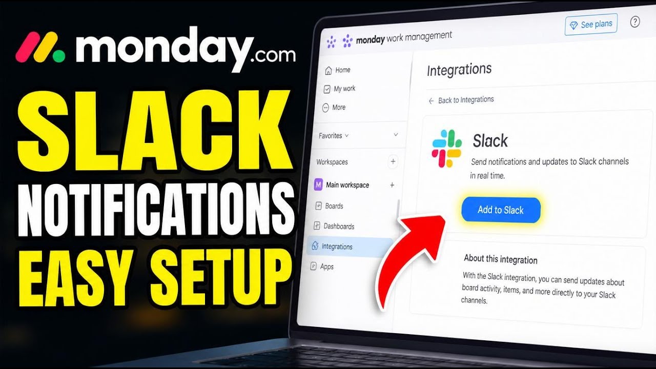 How to activate Monday.com integrations with Slack for notifications - Easy Tutorial