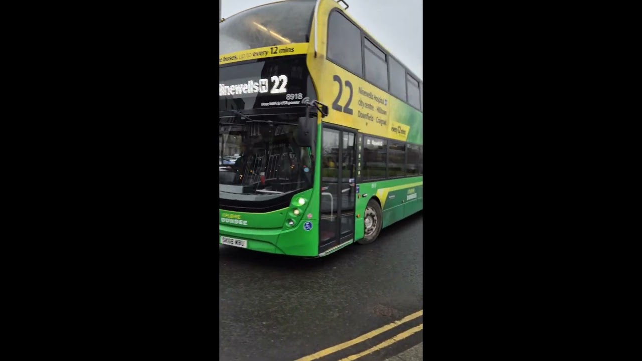 Operating in Dundee centre are Ember Yutong SG23ORX and Xplore Dundee 8918 & 8507 (November 2024).