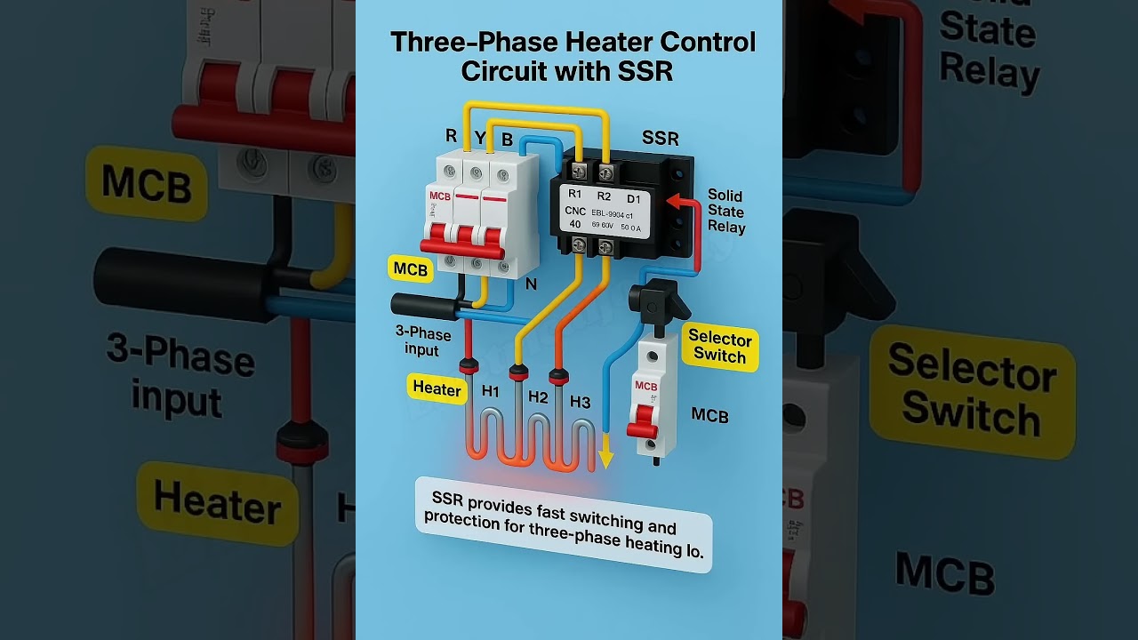 Three Phase Heater Control Circuit Explained | Complete Wiring Diagram in Hindi ⚡🔥 
