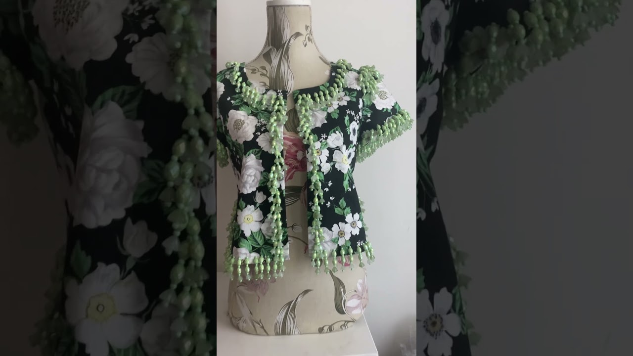 Sage beads 1st layer done #fashion #fashionsewing #beading #sewing
