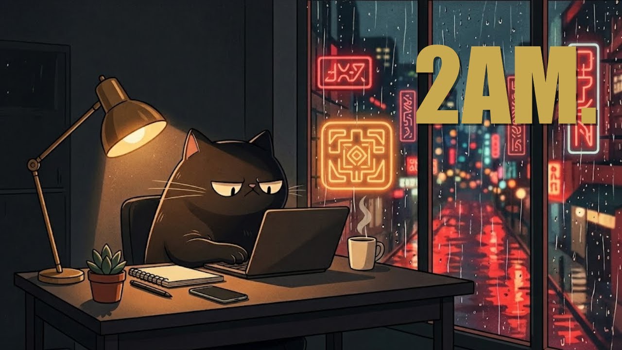 the city hums at 2am... / rainy night lofi jazz for deep work | INKPAW