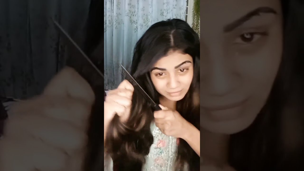 Indian girl long hair headshave at home with crying 😢 