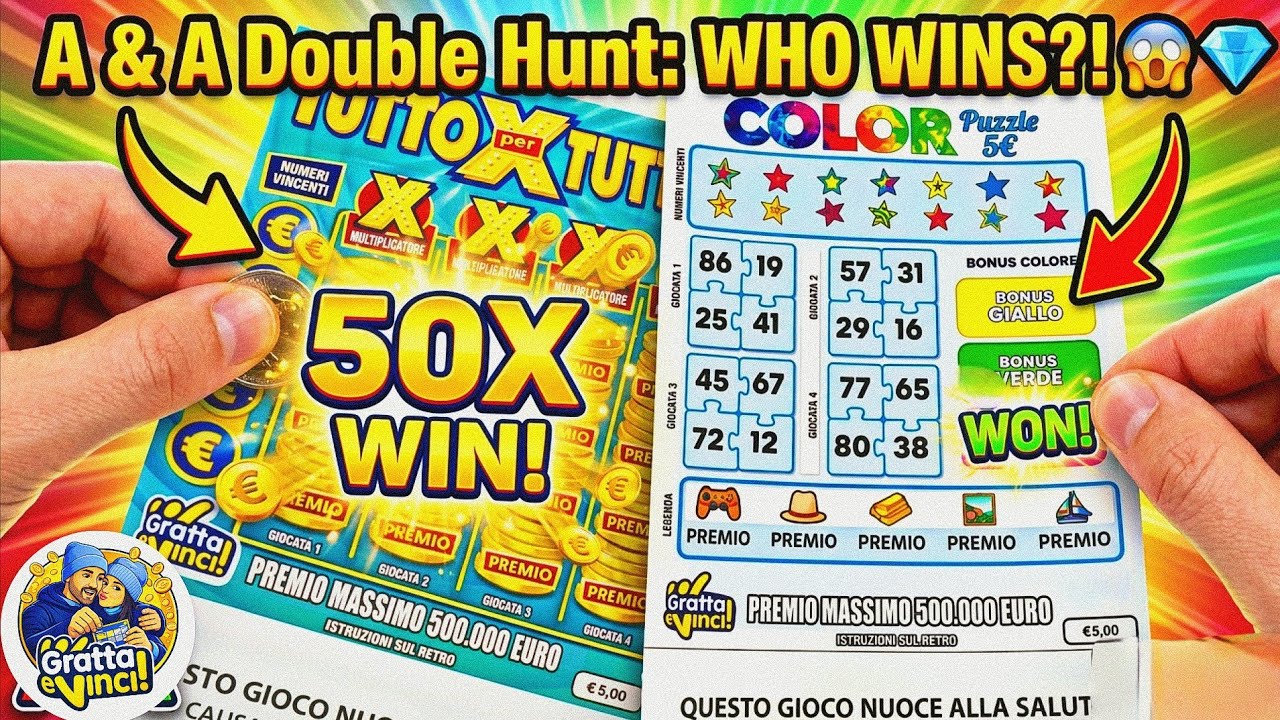 BIG WIN REVEAL? 😱 Scratching Two HighTier Tickets with A & A! | Color puzzle x Tutto per Tutto da 5€