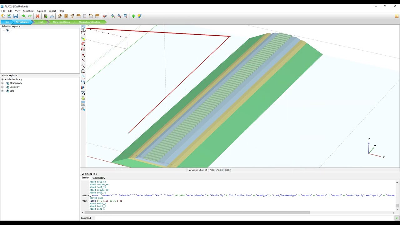 Modelación de ferrovía en Plaxis 3D