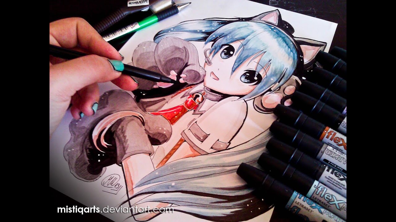Drawing Hatsune Miku Flex Marker Timelapse