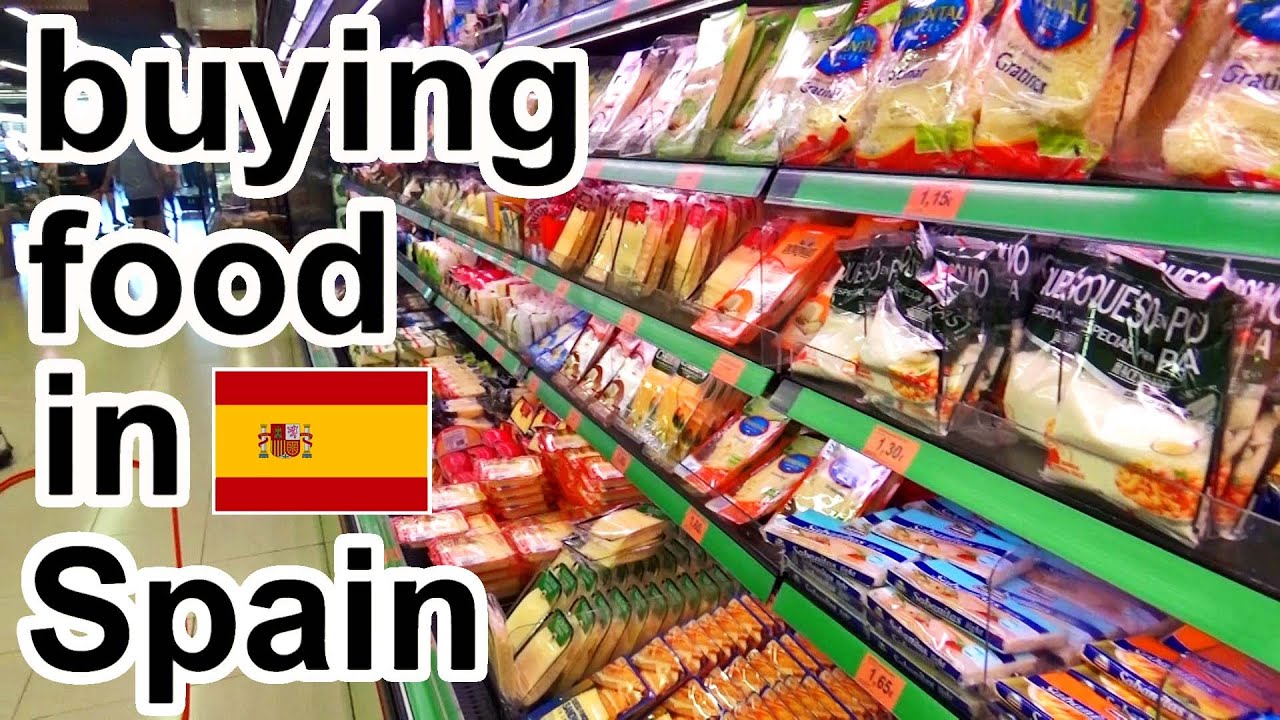 SHOPPING for FOOD in SPAIN. San Miguel de Salinas, Alicante: Cafe, Market and Supermarket. 2017