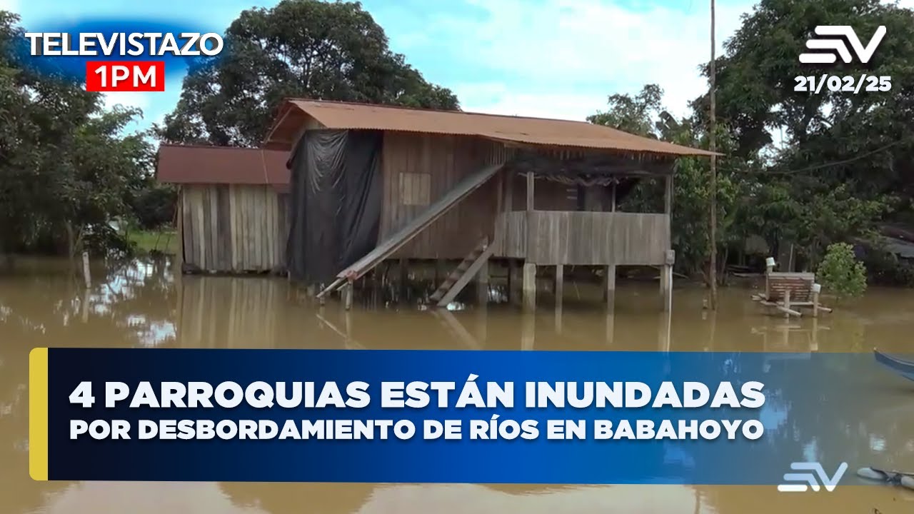 Cuatro parroquias están inundadas por desbordamiento de ríos en Babahoyo | Televistazo 1PM #ENVIVO🔴