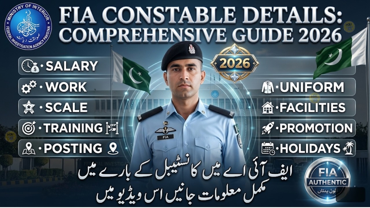FIA Constable Salary 2026 | Working | Training | Facilities | Holidays | Posting | Promotion