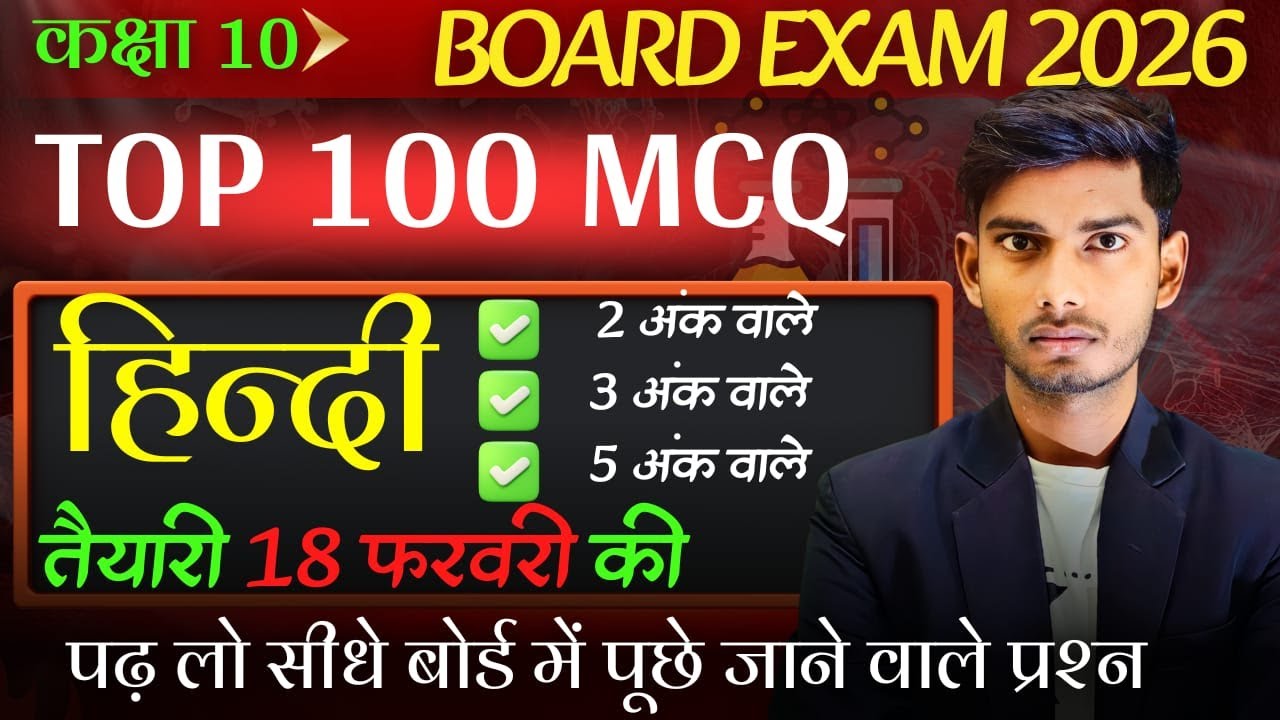 Class 10 Hindi Maharevision 2026 | 100 MCQ + 1&2 Marks | UP Board High School Hindi