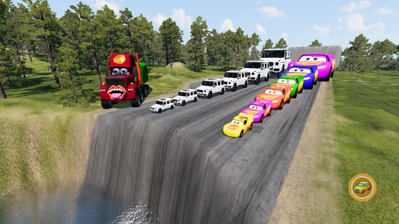 Big & Small McQueen & Police Mercedes G63 vs Zombie Mack, Giant Pit | Downhill Race