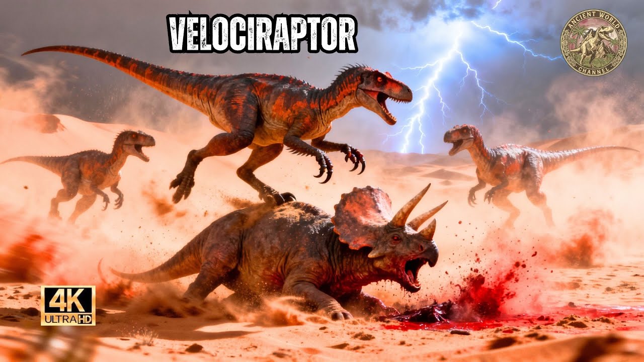 desert arena: the battle between protoceratops and velociraptor #dinosaur |Ancient world
