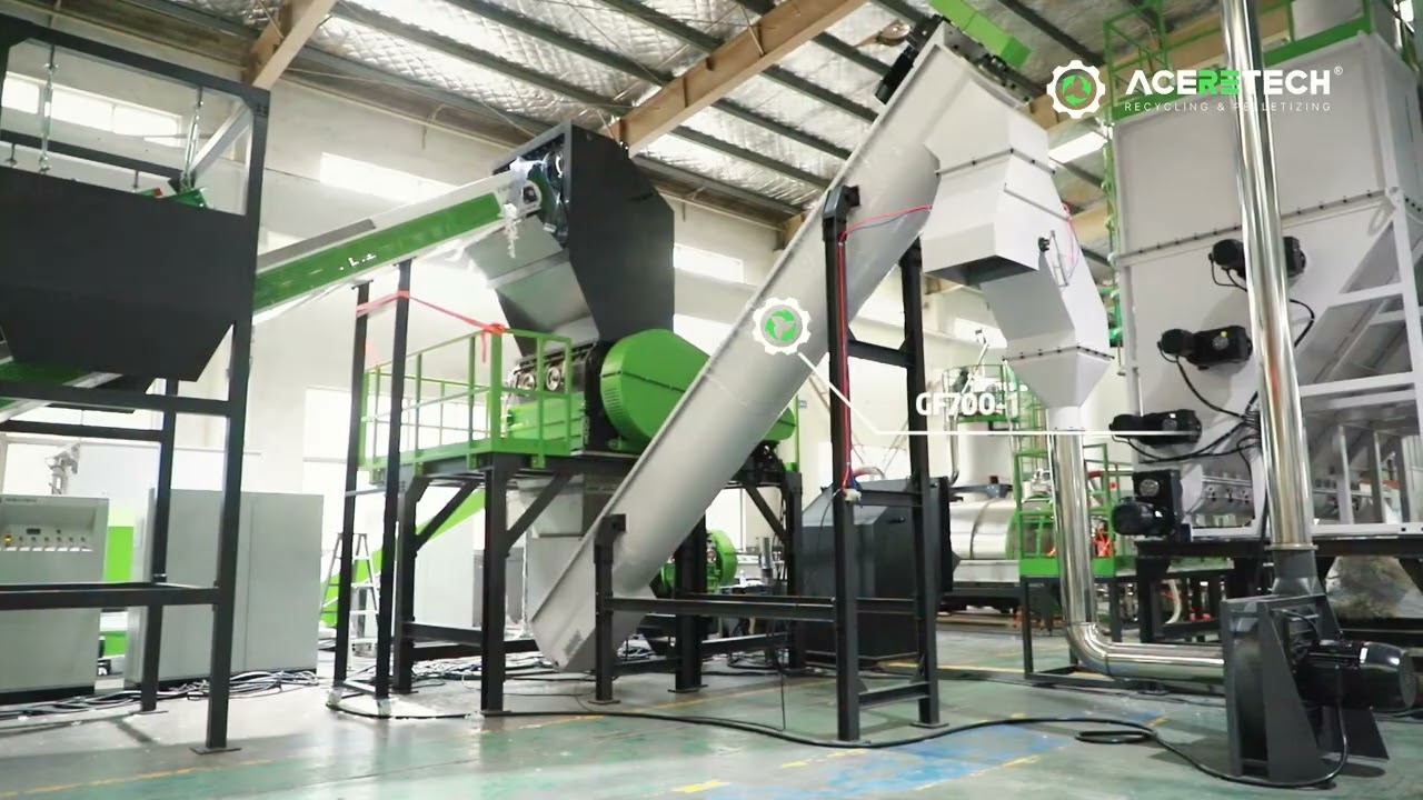 Shredder and crusher for Plastic film with Silo Aceretech 2026