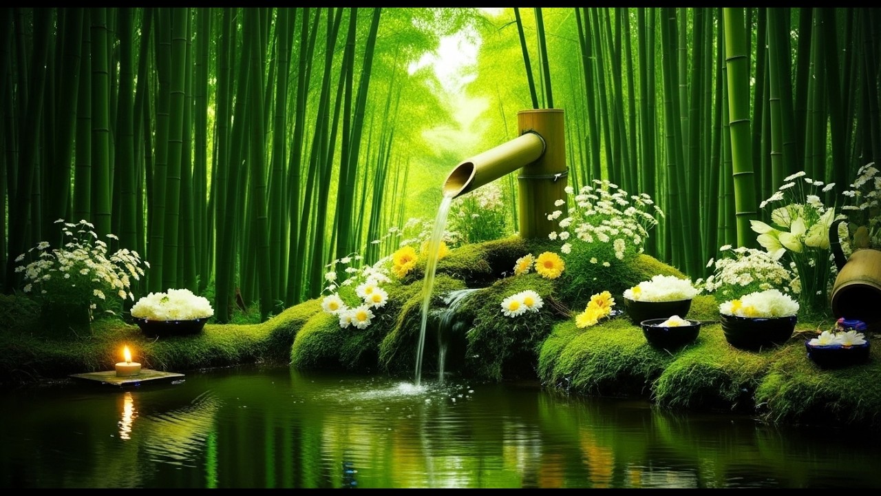 Mind Healing 🌿 Bamboo Water Sounds & Relaxing Music, Anxiety Relief