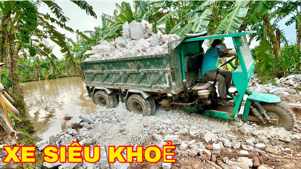 Trẻ tuổi tài cao lái công nông ô tô tải chở cát cực căng |TỔNG HỢP MÁY XÚC TRIỆU VIEW | HƯU KHOAI TV