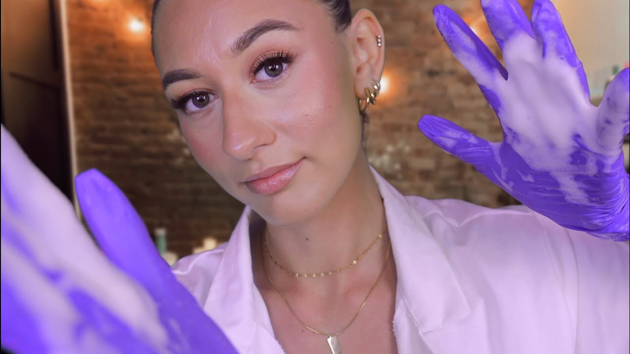 ASMR Medical Face Exam & Facial Treatment ~ layered sounds, soft spoken roleplay for sleep