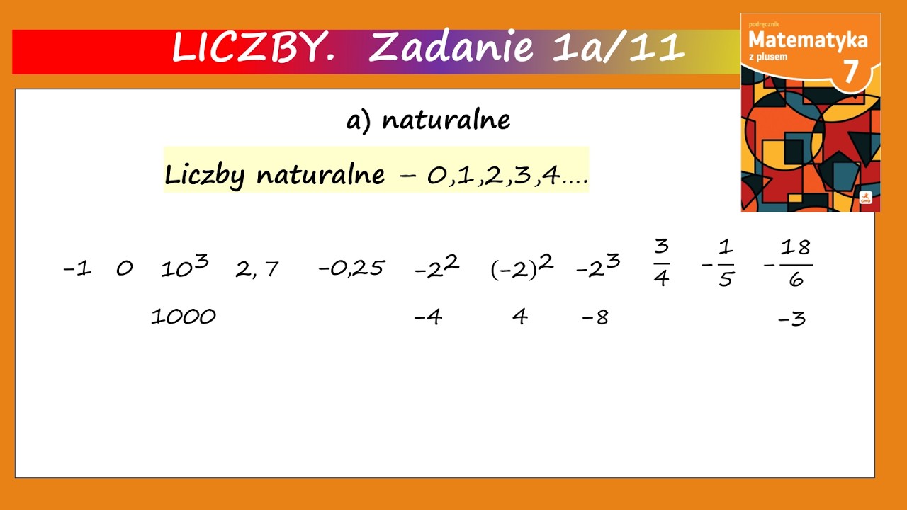 1str.11 Odszukaj na rysunku liczby a)  naturalne b) całkowite c) wymierne nieujemne d) całkowite mn
