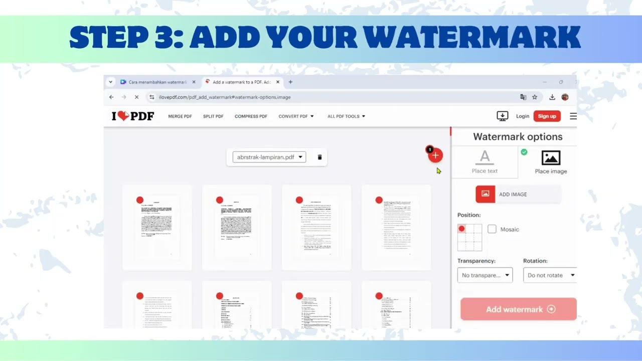 Tutorial Add a Watermark to Your PDF with iLovePDF - Menambahkan watermark dengan pada PDF