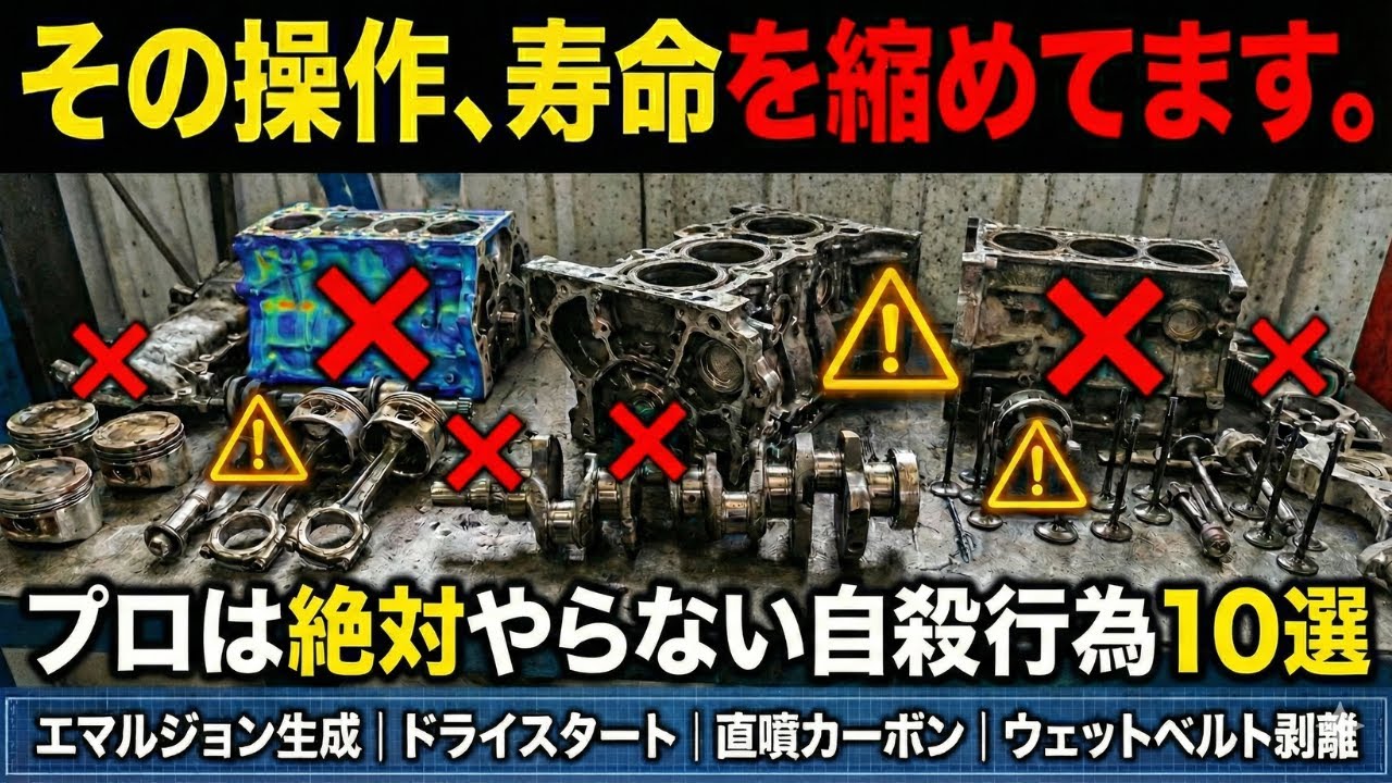 【危険】今すぐやめろ！エンジンの寿命を縮める危ない行為10選【ゆっくり解説】【クルマの雑学】