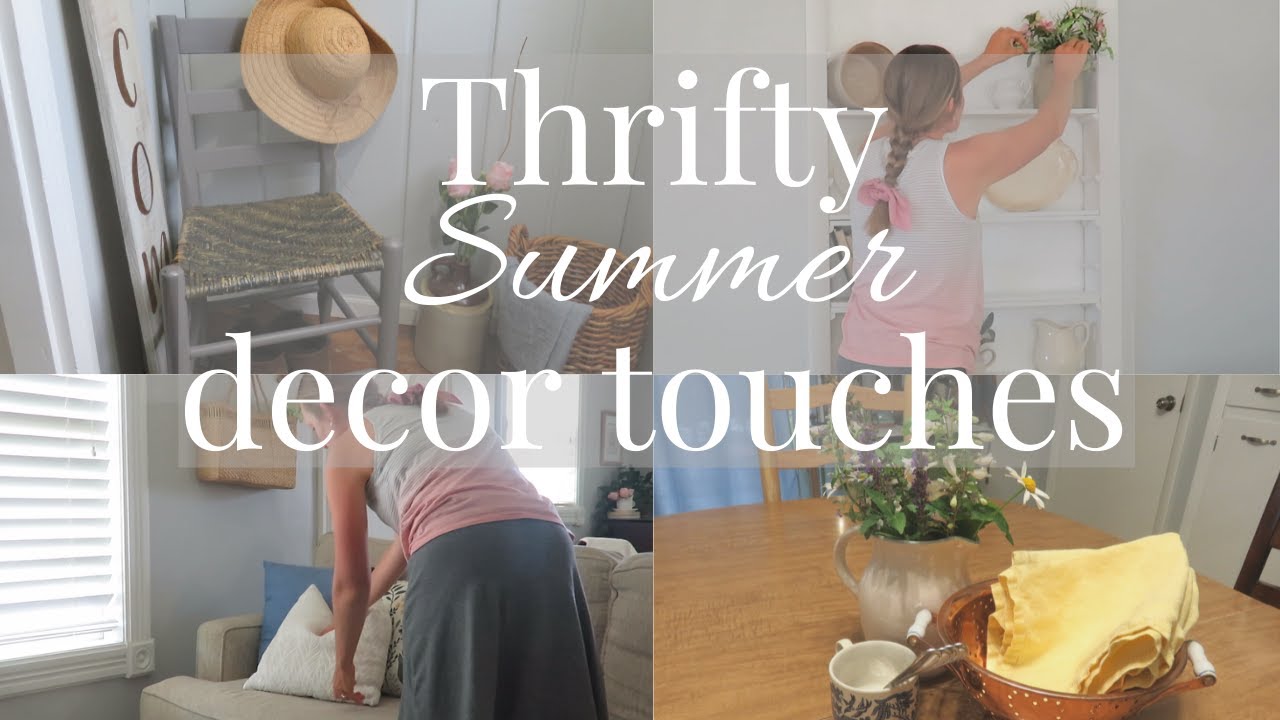 Adding simple summer cottage decor touches with thrifty decor and flowers