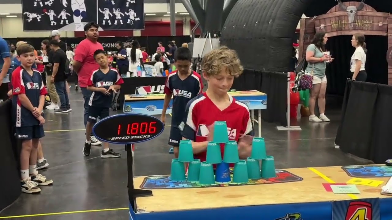 David at 2025 AAU Junior Olympics Houston Sport Stacking 3 Days in 24 minutes