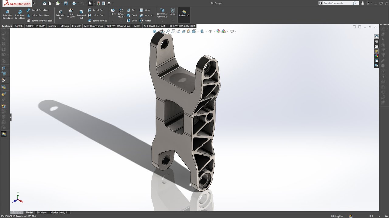 RIB DESIGN [SOLIDWORKS 2020 TUTORIAL 01]