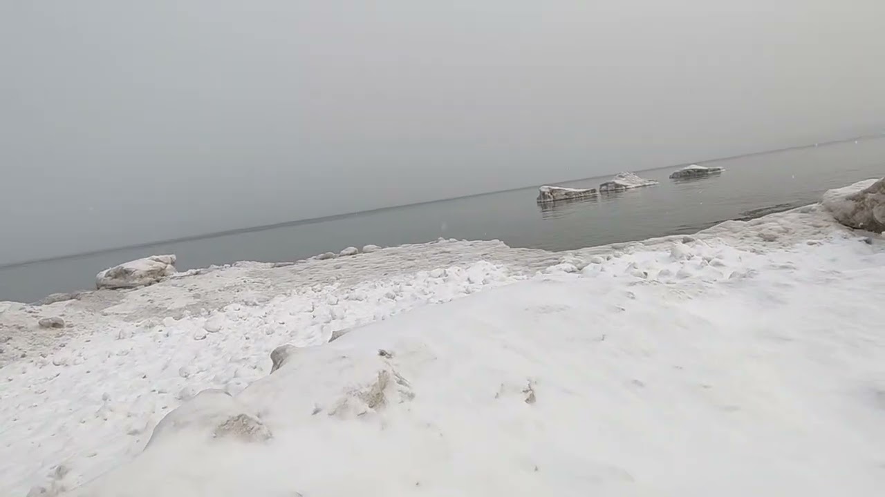 Ontario lake. Frozen waves. I fall on ice. 