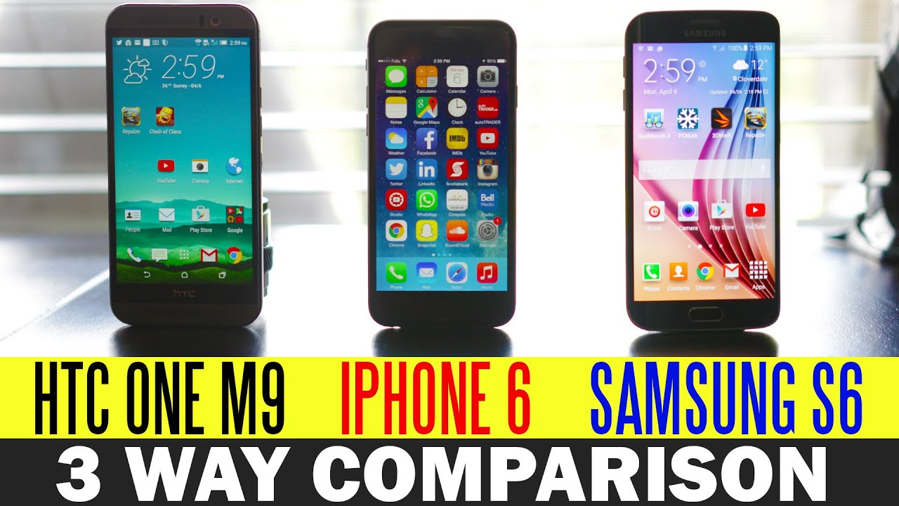 iPhone 6 vs Samsung Galaxy S6 vs HTC One M9 - 3 Way Comparison