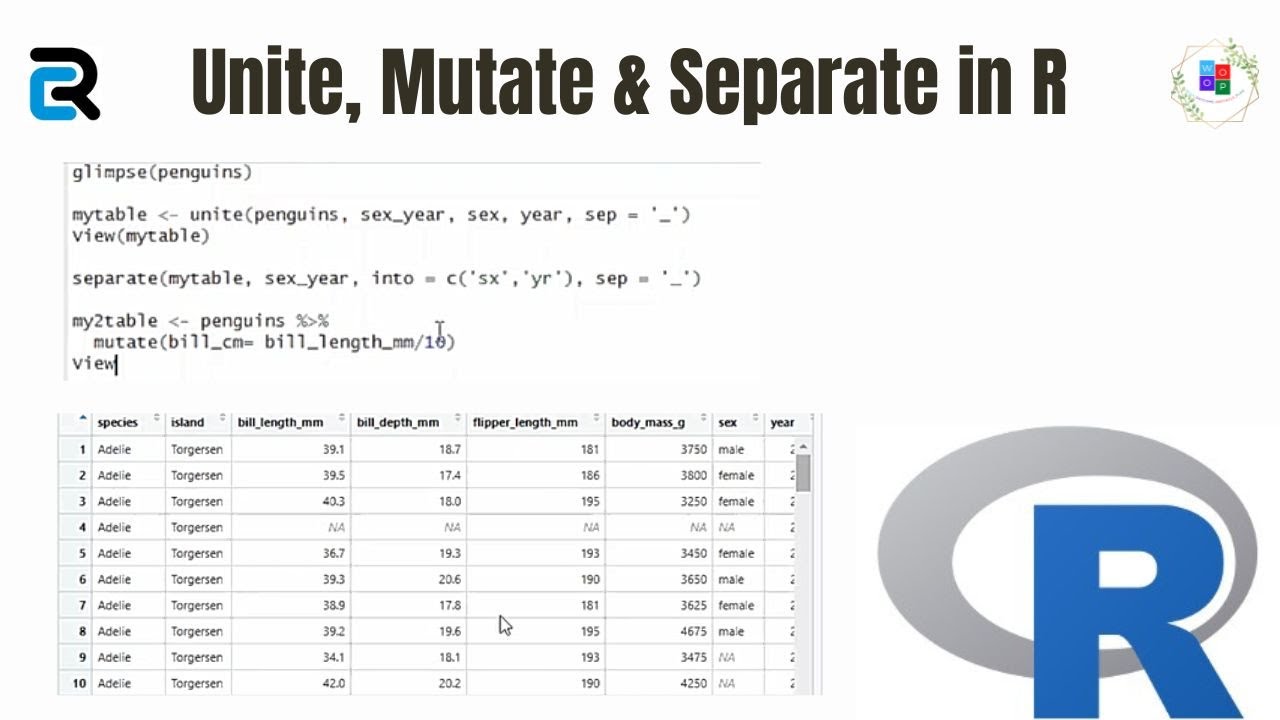 Unite, Separate and mutate data in R