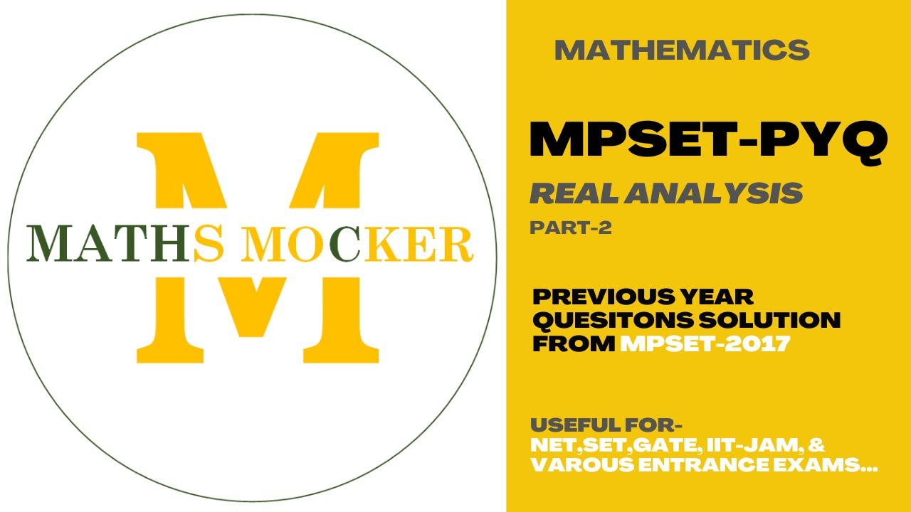 MPSET | Real Analysis-PYQ -2| Previous Year Questions-Mathematics | Assistant Professor Exam |