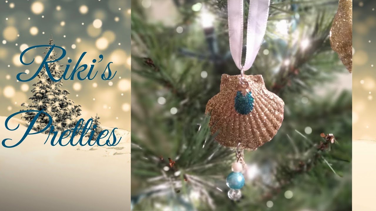 Glittery Seashell Christmas Ornaments