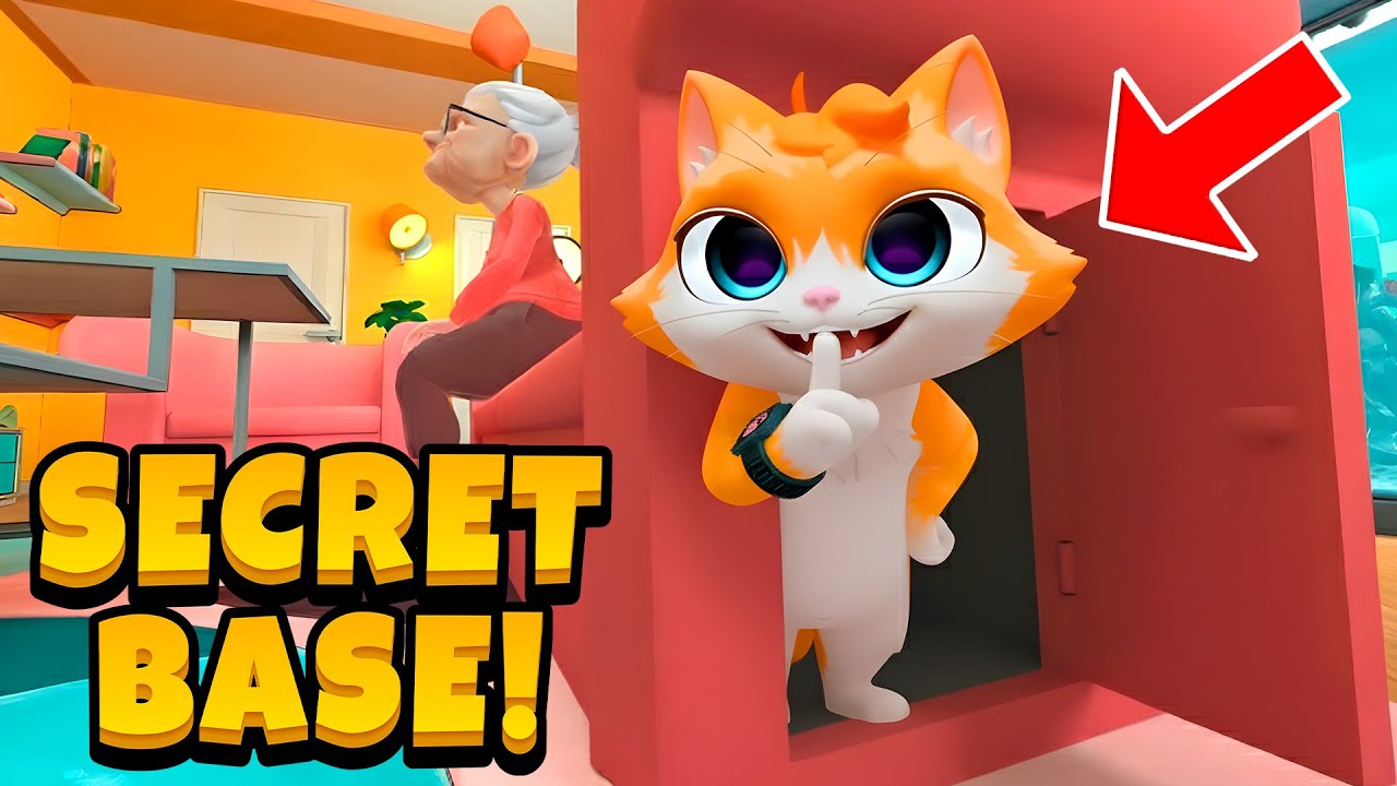 Building a SECRET HIDDEN BASE in Granny's House in I Am Cat VR!
