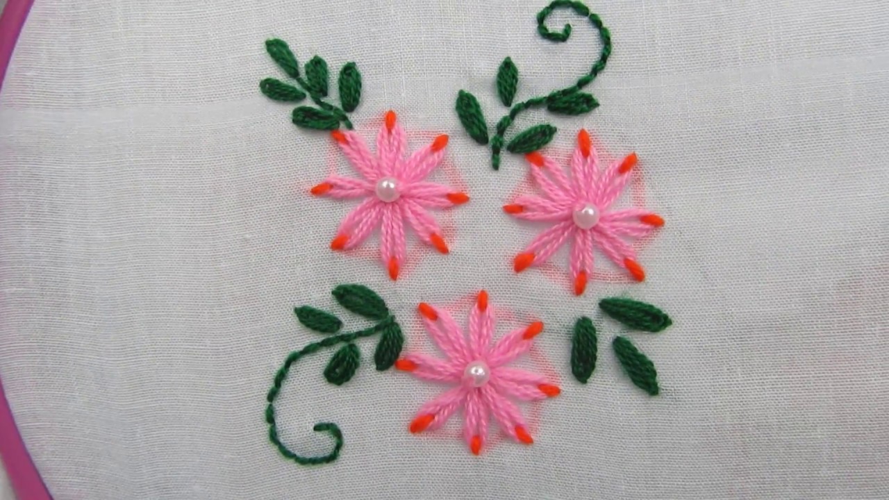 Lazy Daisy Flower Stitch Hand Embroidery by Crafts &  Embroidery