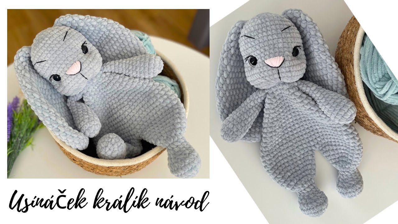 Háčkovaný KRÁLÍK usínáček/muchláček/zajko návod/hačkovanie/1.část