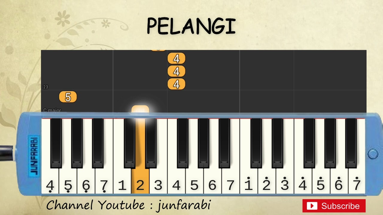 not pianika pelangi - tutorial belajar pianika lagu anak - not angka pelangi