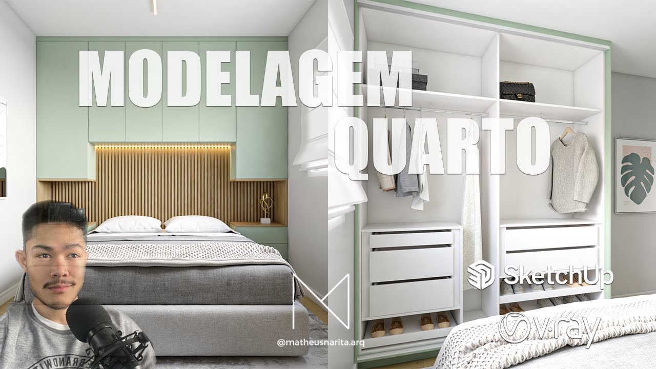PROJETO COMPLETO - QUARTO VERDE #1 - SKETCHUP E VRAY