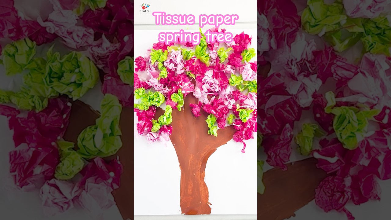 🌸 DIY Tissue Paper Spring Tree art for kids🌸 | Spring Craft ideas for toddlers🌷 #shorts