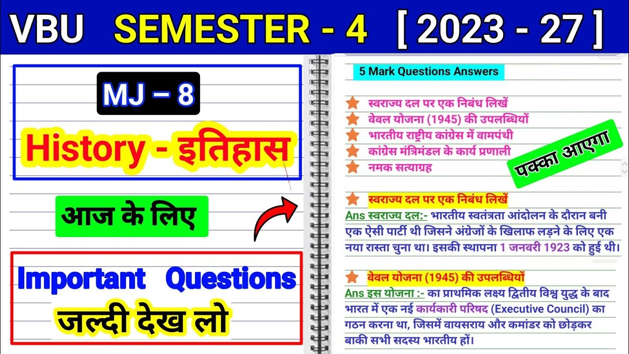 Sem 4 MJ 8 History Important Question | khilafat aandolan par ek nibandh likhen| major 8 history bc