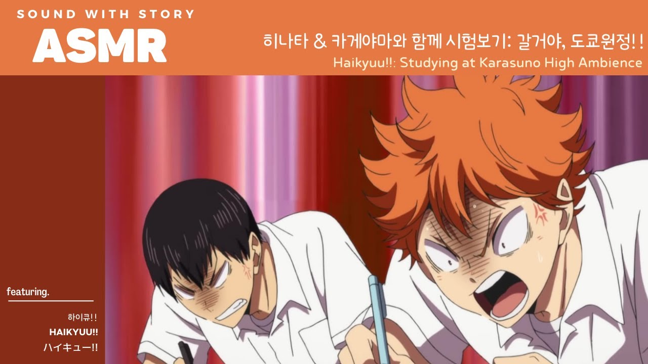 ASMR 하이큐!! 🐦‍⬛ | 낙제점을 만회하기 위한 바보콤비의 필사적인 시험보기 💯 ✏️ |  Haikyuu Study with Hinata & Kageyama | ハイキュー