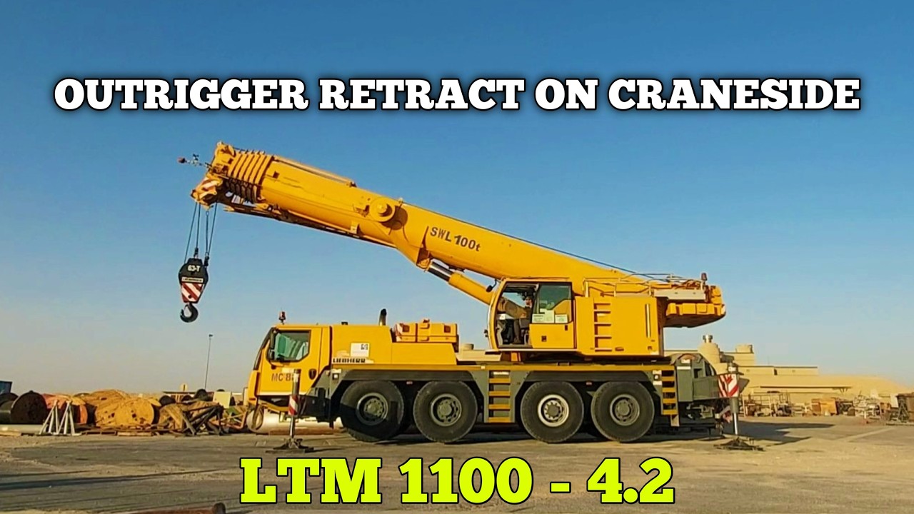 Liebherr LTM1100-4.2 BOOM RETRACT WHILE LOWERING THE BALLST,  RETRACT OUTRIGGER ON CRANE SIDE