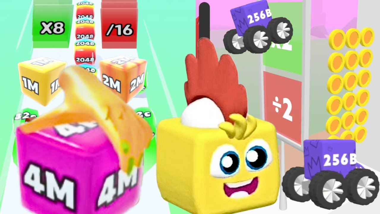 Jelly Run 2048 [Jelly Merge,  Jelly Race] vs Happy Cube 2048 vs Jelly Tube Run 2048 8B #ballgamezone