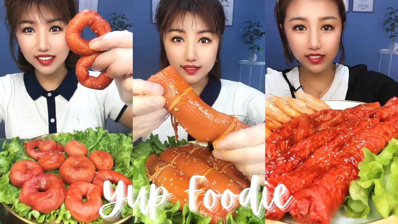 ASMR Chinese Food Mukbang | Braised Pork Skin Rolls, Donut Sausages, Pork Tails | Yup Foodie #50